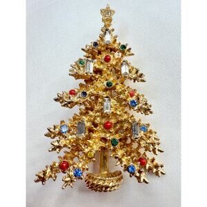 Vintage ART © Signed Textured Christmas Tree Brooch